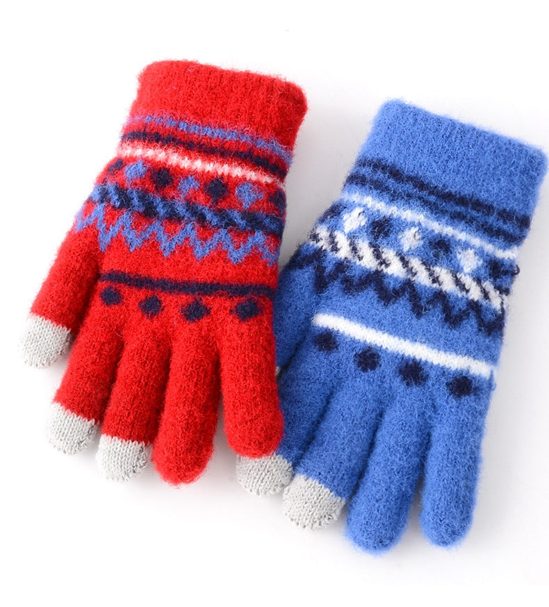 Full Finger Gloves Elsa Winter Knit Warm Mittens Soft Lined Fleece Thermal Outdoor Stretchy Gloves for Kids boys girls