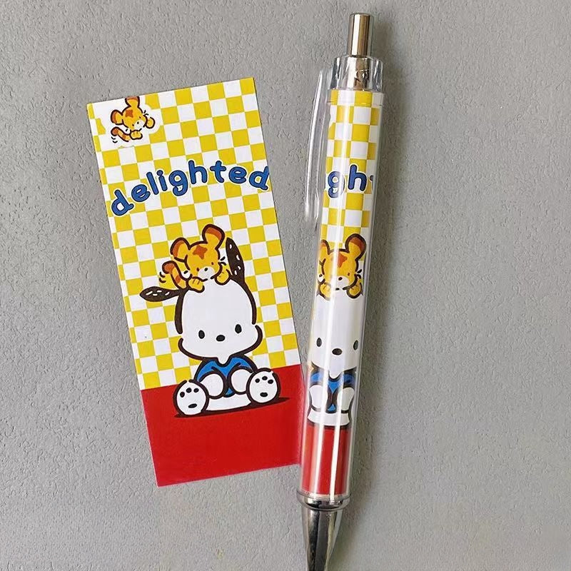 5PCS stch toy cute Gel Pen Liquid Ink Rollerball Retractable Quick Drying Extra Fine Ballpoint Premium 0.5mm Marker for Office School Stationery Supply Black