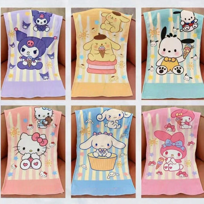2PCS Children's Facial Towel, Kids Washcloth Towels, Cotton Kids Face Towels, Cute Kitty dog Hand Towel Set, Children Wash Cloths for Hand Face Shower, 33x 73 CM (Cinnamoroll)