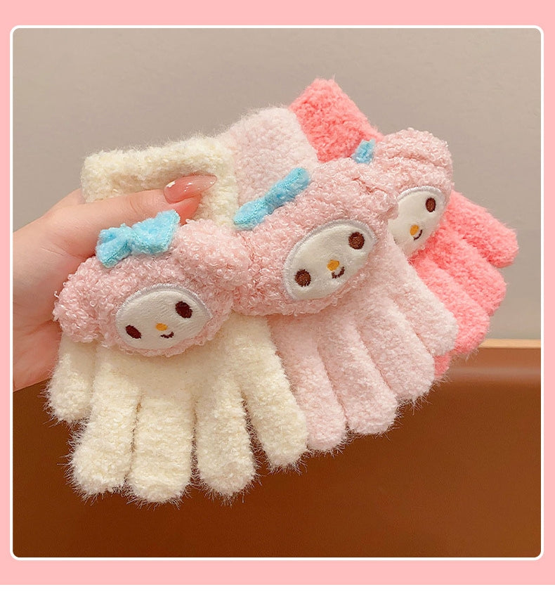Full Finger Gloves Elsa Winter Knit Warm Mittens Soft Lined Fleece Thermal Outdoor Stretchy Gloves for Kids boys girls