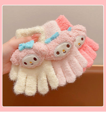 Full Finger Gloves Elsa Winter Knit Warm Mittens Soft Lined Fleece Thermal Outdoor Stretchy Gloves for Kids boys girls