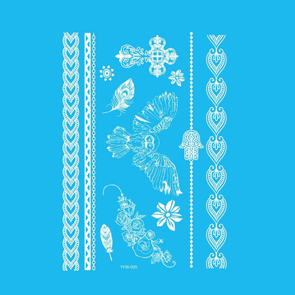 9 Sheets Women Men Gold Fashion Metallic Temporary Tattoos Waterproof Stickers Festival Fake Jewelry Tattoos Body Art