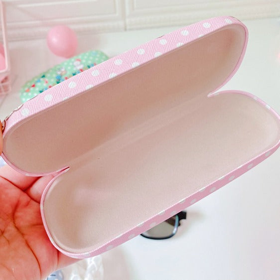 Lovely cat Cartoon Hard Shell Eyeglasses Cases Girl Protective Case Storage Box With Glasses Cloth for Teen PU leather eyegalss case (Kuromi)