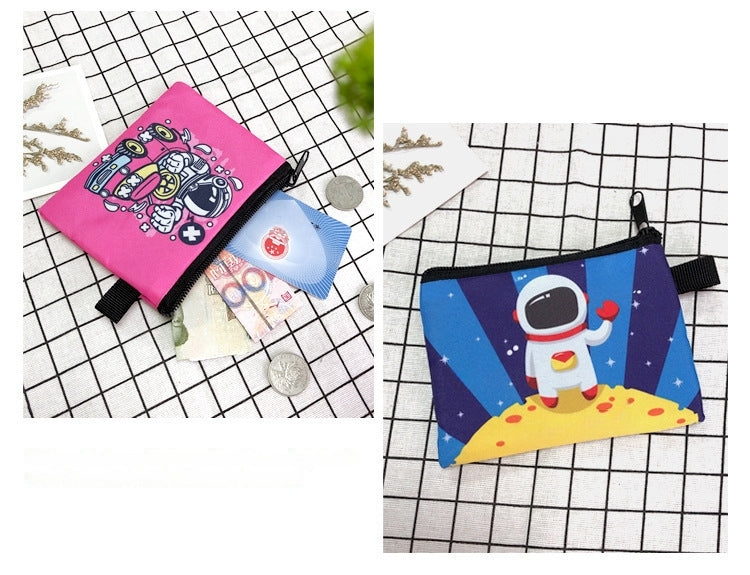 2 Pack Small Coin Purse, Cute Cartoon Wallet Mini Purse Holder for Women Girls Children, Oxford Pouch Small Change Bag for Coin, Credit Card, ID Card, Keys, Lipstick