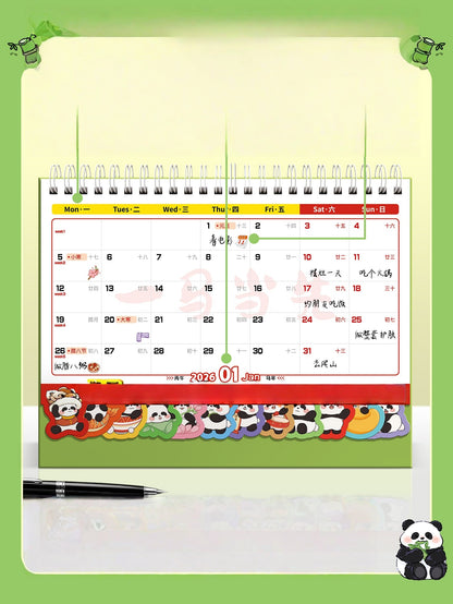 Desk Calendars,2026 Pet Theme Offices Calendar | Academic Planner with Wooden Base Puppy Kitten Design Organization for Daily Work School Teacher Kids Family Home Class Offices (Panda)