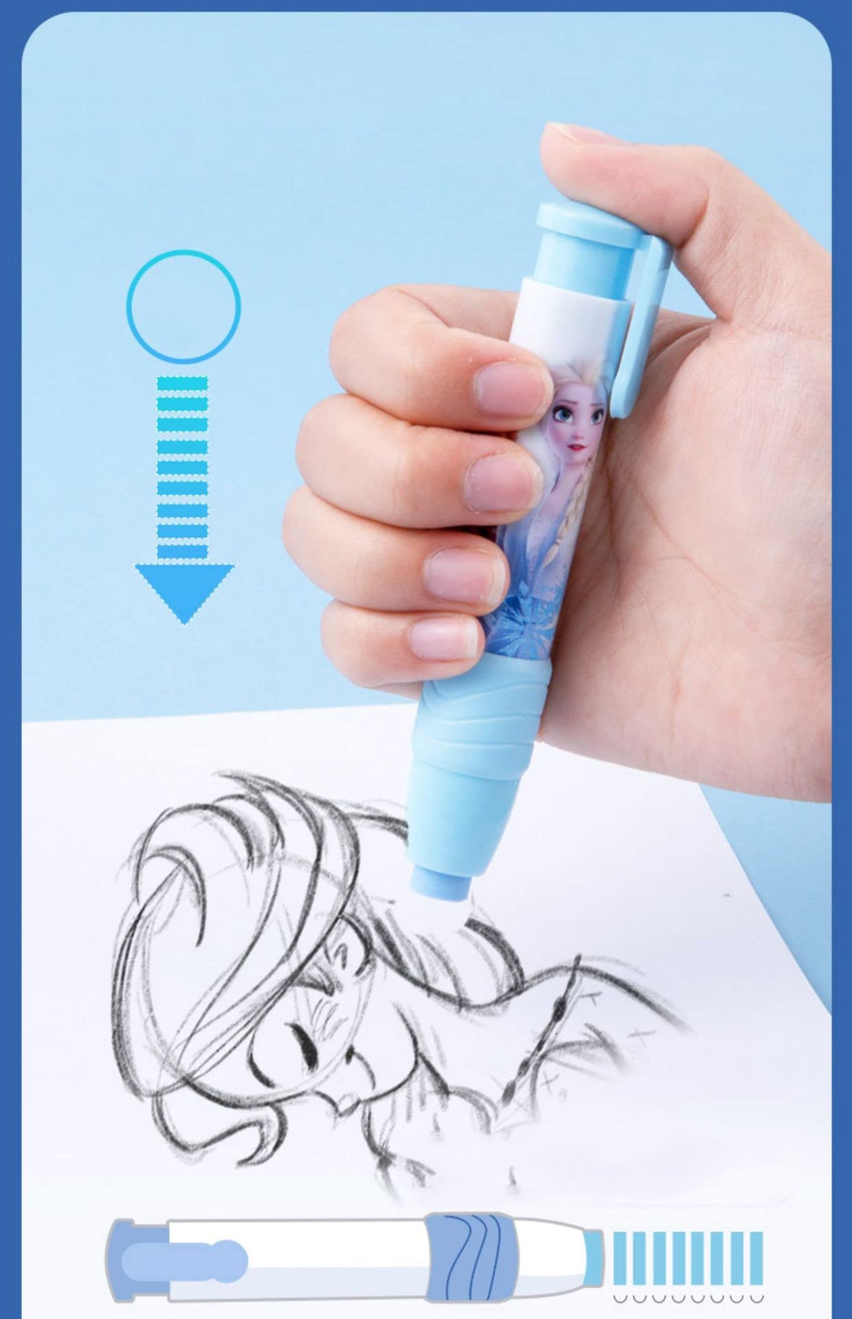 4PCS Pen Shape Eraser Pencil Pencil Creative Stationery Retractable Press Eraser Kids School Rubber Stick Erasers Click Erasers Correction