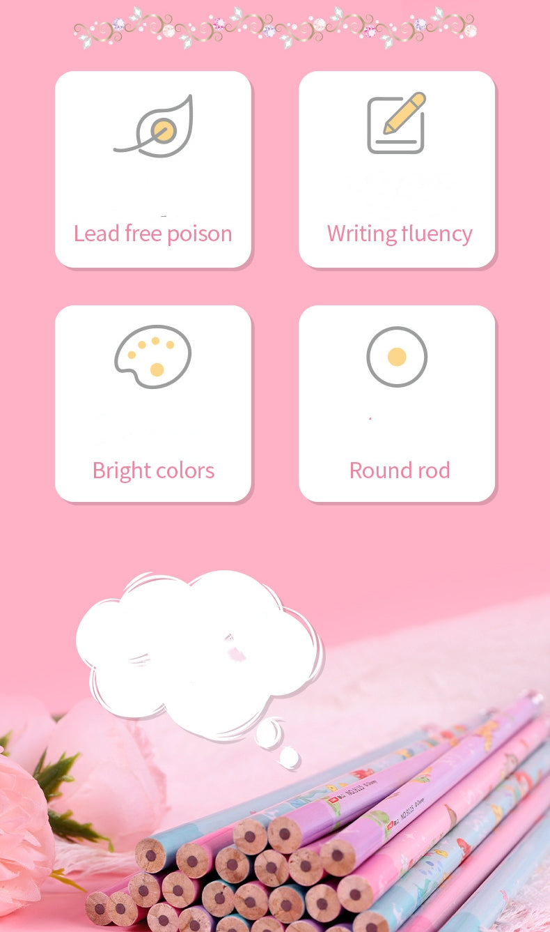 12 Pack Princess Spider HB Pencils with erasers Kids Children Party Bag Fillers School Office