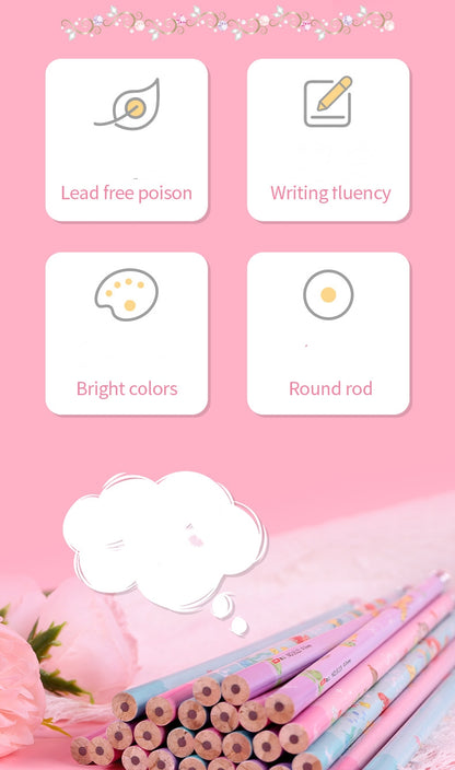 12 Pack Princess Spider HB Pencils with erasers Kids Children Party Bag Fillers School Office