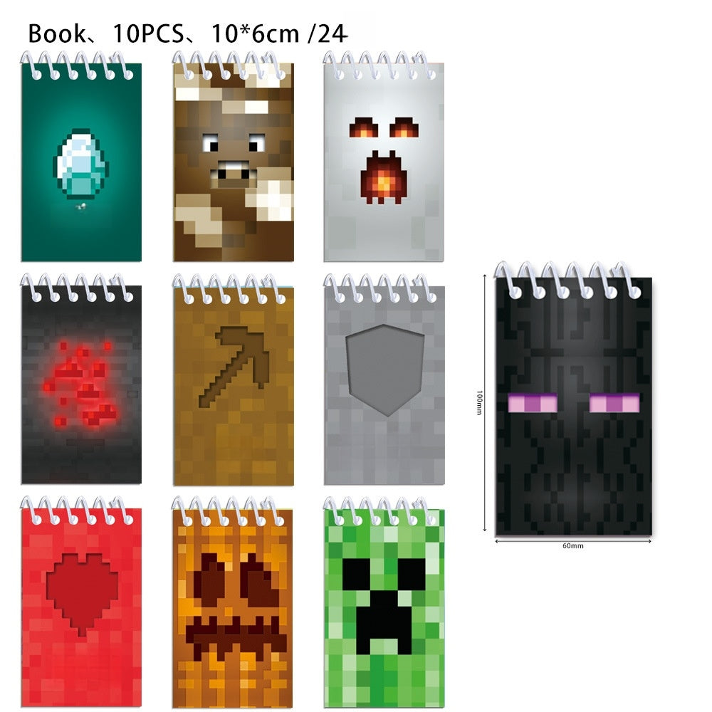 12 Pack Pocket Notebook Small Spiral 10 * 6CM Mini Notepad Princess Kids Colorful Memo Bulk Wired Lined for School Office Supplies Birthday Party Bag Fillers (Minecraft)