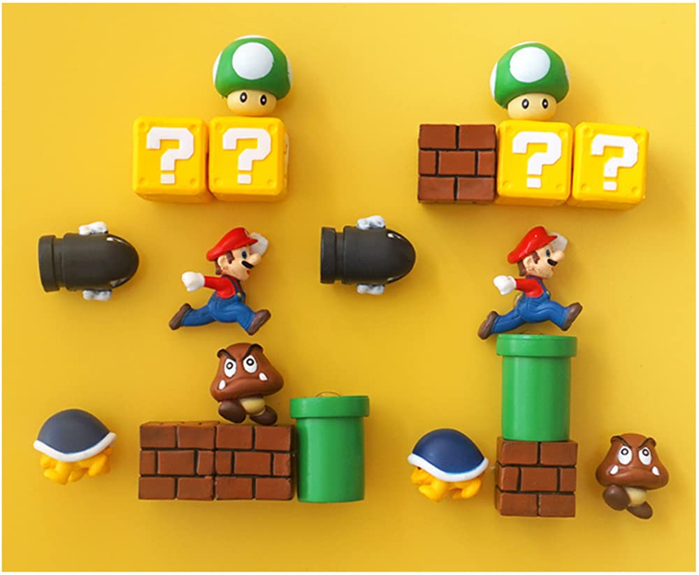 10/40PCS Super Mari Bros FRIDGE MAGNETS 3D Action Figures Kids Memo Party Bag Fillers Board Gift Refrigerator stickers