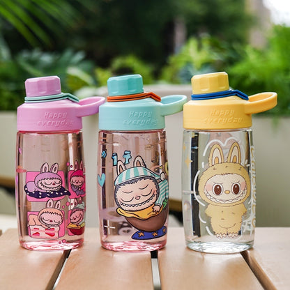 Water Bottle Reusable Kids PP with Two Lids Leak Proof with straw Lid BPA Free Drinking bottle (Fariy 700ml)