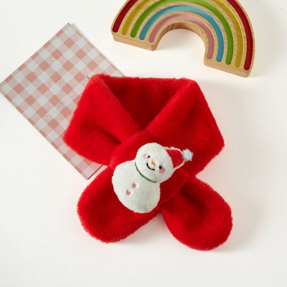 Kids Winter Beanie Scarf for 2-10 Years Old Boys Girls Christmas reindeer snowman santa tree Rabbit Capybara Cat Outdoor Warm Fleece Lined Thermal Knit Fluffy Pom （E）