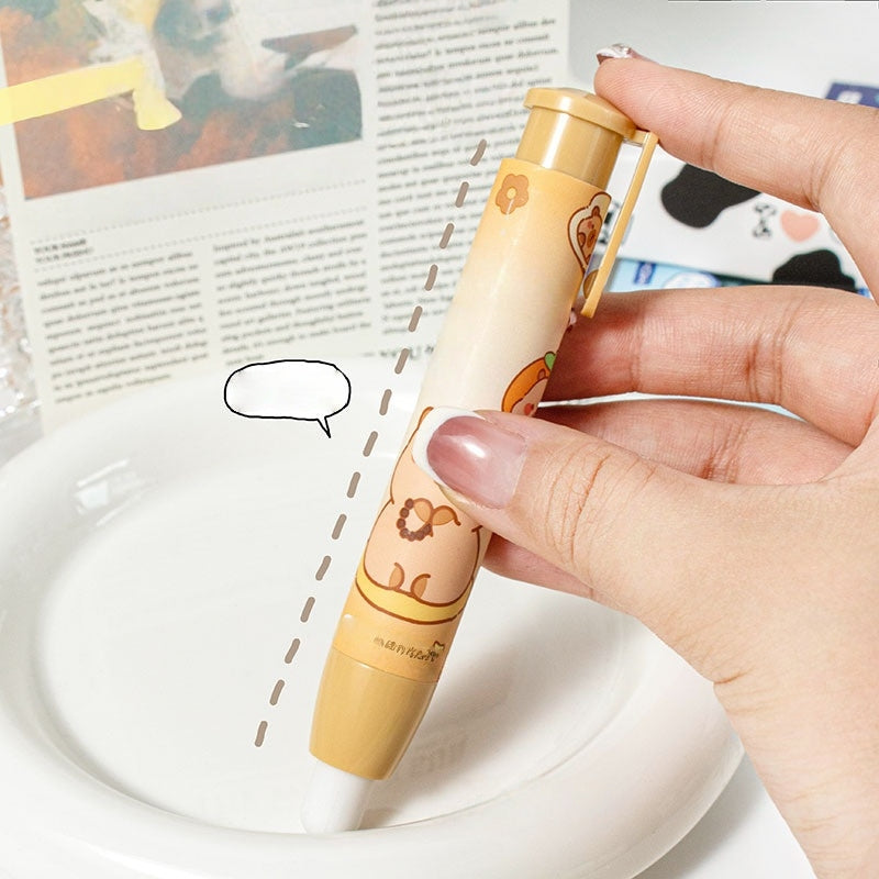 Panda Astronaut Girl Rubbers Erasers, Creative Push-Button Rubbers Erasers for Kids and Students, Universal Used in Schools, Office and Home for Writing and Drawing (Capybara)