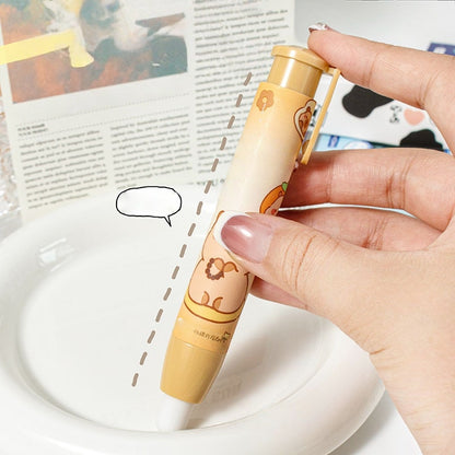 Panda Astronaut Girl Rubbers Erasers, Creative Push-Button Rubbers Erasers for Kids and Students, Universal Used in Schools, Office and Home for Writing and Drawing (Capybara)