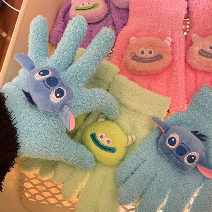Full Finger Gloves Elsa Winter Knit Warm Mittens Soft Lined Fleece Thermal Outdoor Stretchy Gloves for Kids boys girls