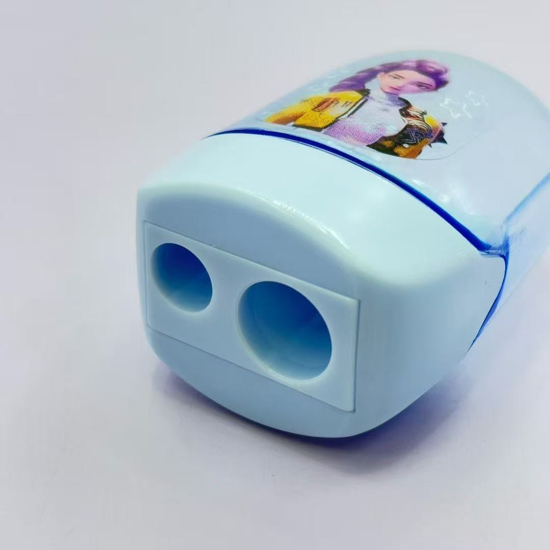 4PCS Pencil Sharpeners, Twin Hole Pencil Sharpener with Container Handheld Capybara Small Manual Pencils Sharpener with Lid Manual for Office School Supplies (Kpop)