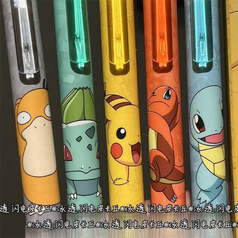 5PCS stch toy cute Gel Pen Liquid Ink Rollerball Retractable Quick Drying Extra Fine Ballpoint Premium 0.5mm Marker for Office School Stationery Supply Black