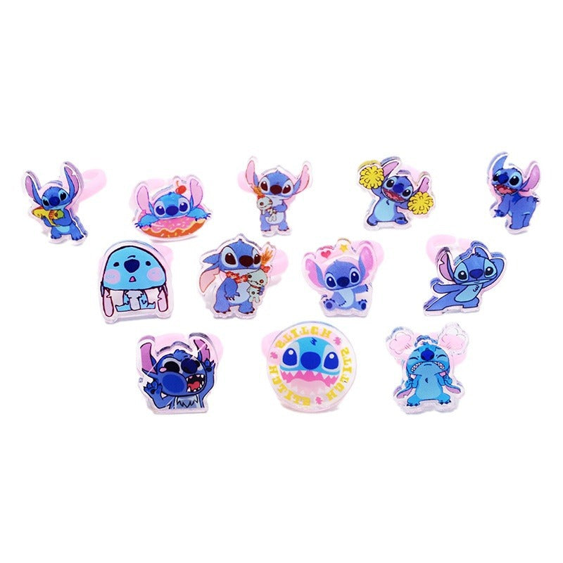 20Pcs Adjustable Princess pink Jewelry Girl Kids elsa Cartoon Plastic Rings Gift Set with Heart Shape Box