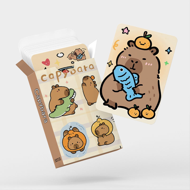 Kpop Hunters Photocards,Lomo card setwith free stickers,Waterproof Anime Character Collection Vinyl card postcards, gifts for Korean pop, anime lovers, girls (Capybara 30pcs)