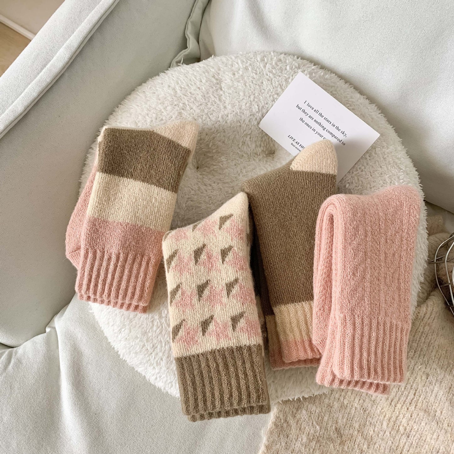 3 Pairs Ladies Thermal Socks Womens Warm Thick Heat Wool Knitting Walking Boot Hiking Socks Winter Christmas(A)