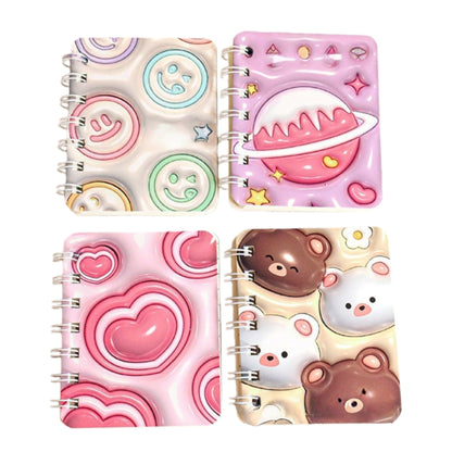 4PCS cute unicorn bus Notebook Wirebound Small Mini Pocket Journal Diary for Girls Boys Kids Gift Spiral bound A7 Lined Notebook Writing Drawing Notepad(Kpop)