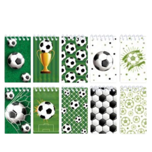 10 Pack Pocket Notebook Small Spiral 10 * 6CM Mini Notepad Princess Kids Colorful Memo Bulk Wired Lined for School Office Supplies Birthday Party Bag Fillers (Football)