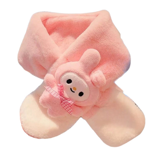 Kids Winter Beanie Scarf for 2-10 Years Old Boys Girls Christmas reindeer snowman santa tree Rabbit Capybara Cat Outdoor Warm Fleece Lined Thermal Knit Fluffy Pom (F)