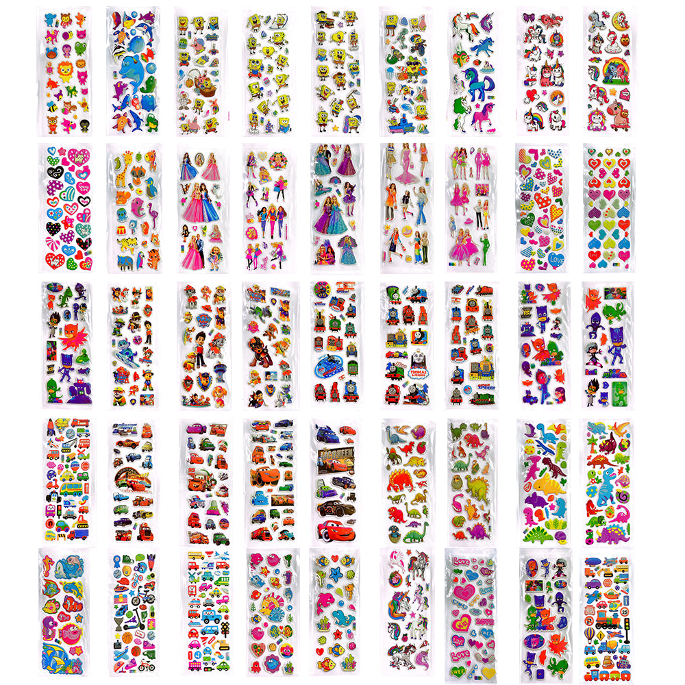 24 Sheets Kids Toddlers 3D Princess Spider Aven Puffy Stickers Party Bag Fillers Boys Girls Teachers as Reward Craft Scrapbooking Animals Trucks Airplane(Mix)