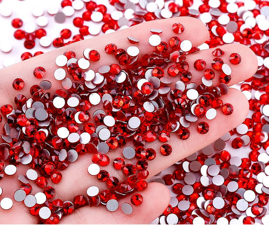 1440 Pieces Flat Back Gems Round Crystal Rhinestones SS16 4.0mm Diamante Rhinestones Crafts Nail Face Art Clothes Shoes Bags DIY (Red)