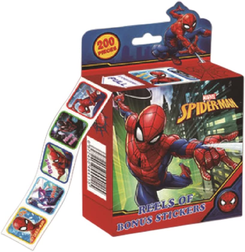 200pcs Kids Toddlers Princess Elsa Mickey Mouse Dinosaur Stickers Party Bag Fillers Boys Girls Teachers as Reward Craft Scrapbooking in Box Gift Set (Spiderman)