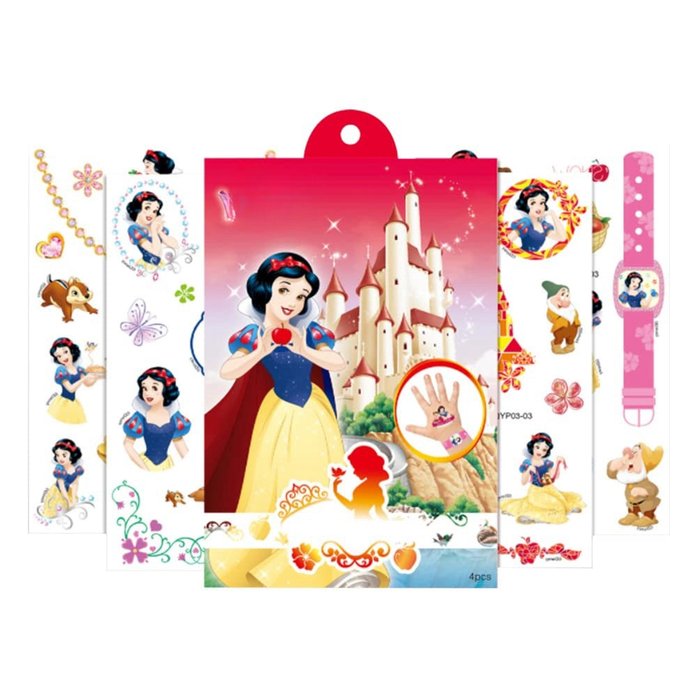 4 Sheets Kids Girls Princess Mermaid Temporary Tattoos Sticker Birthday Party Bag Fillers Favors Supplies Gifts Goodies,Fake Waterproof Temporary Tattoo Set
