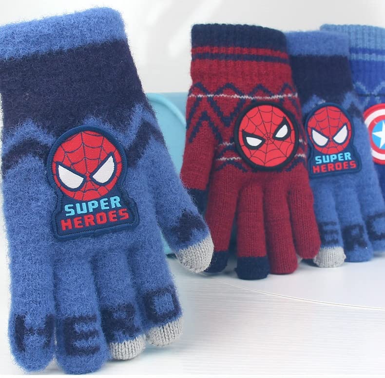 Full Finger Gloves Elsa Winter Knit Warm Mittens Soft Lined Fleece Thermal Outdoor Stretchy Gloves for Kids boys girls