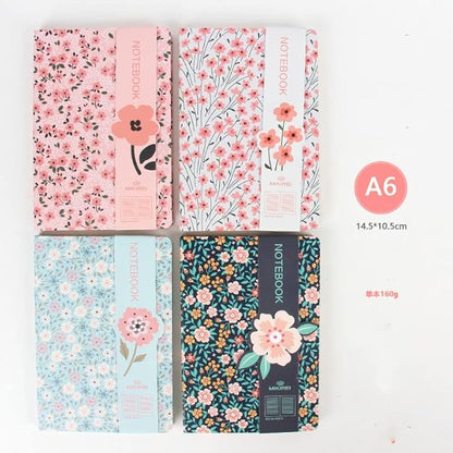 4PCS A6 Floral Journal Notebook,Lined Mini Small Pocket Notebook for Women and Men Writing Drawing Notep