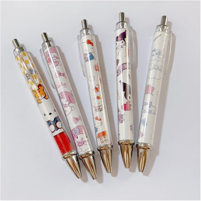 5PCS sth toy cute Gel Pen Liquid Ink Rollerball Retractable Quick Drying Extra Fine Ballpoint Premium 0.5mm Marker for Office School Stationery Supply Black (Cute)