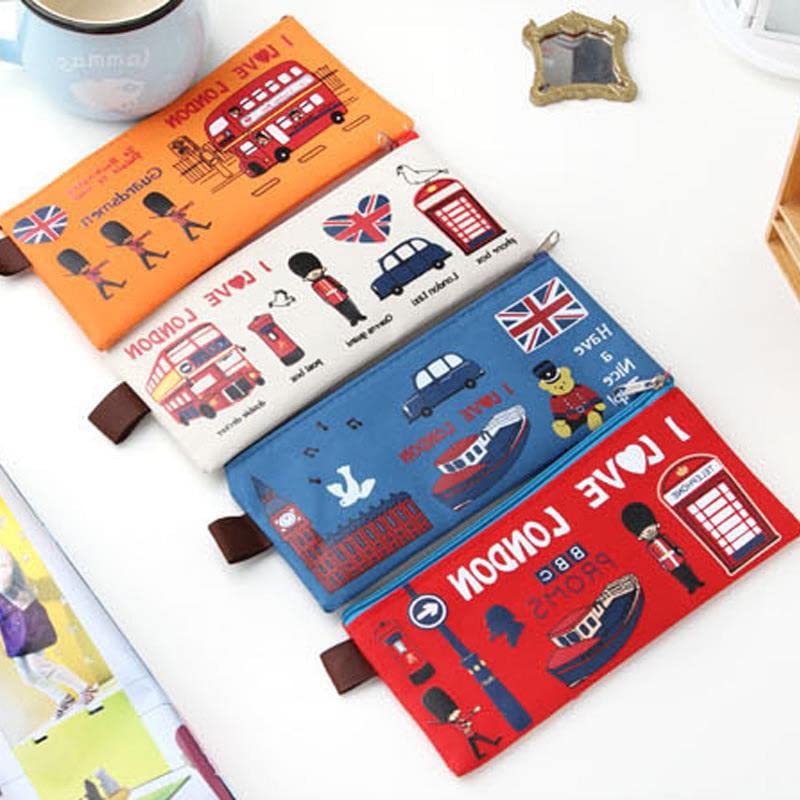 2PCS I Love London Pencil Pen Case,Office College School Pouch Holder Supplies Gifts Stationery Cosmetic Bag (London)