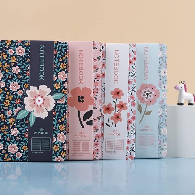 4PCS A6 Floral Journal Notebook,Lined Mini Small Pocket Notebook for Women and Men Writing Drawing Notep