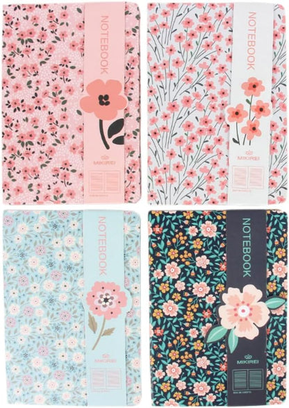 4PCS A6 Floral Journal Notebook,Lined Mini Small Pocket Notebook for Women and Men Writing Drawing Notep