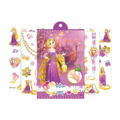 4 Sheets Kids Girls Princess Mermaid Temporary Tattoos Sticker Birthday Party Bag Fillers Favors Supplies Gifts Goodies,Fake Waterproof Temporary Tattoo Set(Rapunzel)