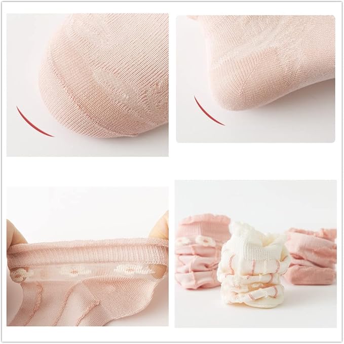 5 Pairs Kids Girls ankle socks Mesh Cotton summer Breathable Lightweight Sport princess bow Socks infant