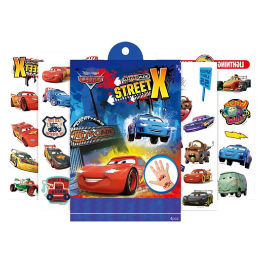 4 Sheets Kids Girls Princess Mermaid Temporary Tattoos Sticker Birthday Party Bag Fillers Favors Supplies Gifts Goodies,Fake Waterproof Temporary Tattoo Set（Cars)