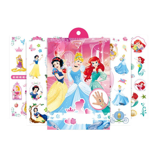 4 Sheets Kids Girls Princess Mermaid Temporary Tattoos Sticker Birthday Party Bag Fillers Favors Supplies Gifts Goodies,Fake Waterproof Temporary Tattoo Set(Princess)