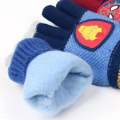 Full Finger Gloves Dinosaur Cat Capybara Winter Knit Warm Mittens Soft Lined Fleece Thermal Outdoor Stretchy Gloves for Kids boys girls(Spiderman)