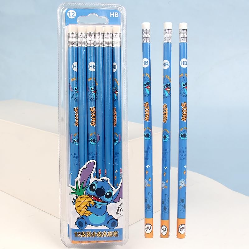 12 Pack Princess Spider HB Pencils with erasers Kids Children Party Bag Fillers School Office