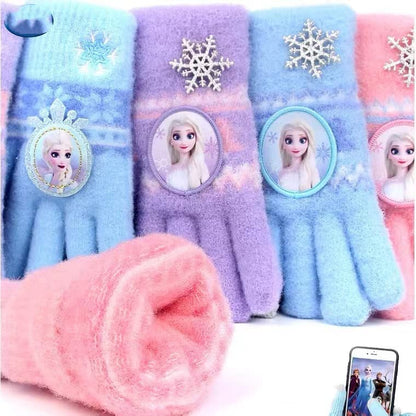 Full Finger Gloves Elsa Winter Knit Warm Mittens Soft Lined Fleece Thermal Outdoor Stretchy Gloves for Kids boys girls