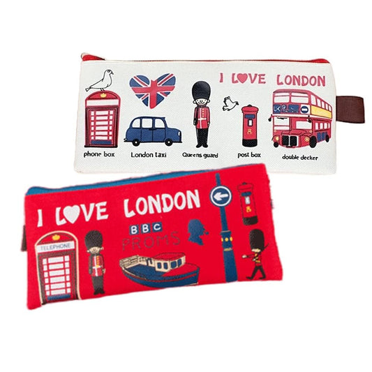 2PCS I Love London Pencil Pen Case,Office College School Pouch Holder Supplies Gifts Stationery Cosmetic Bag (London)
