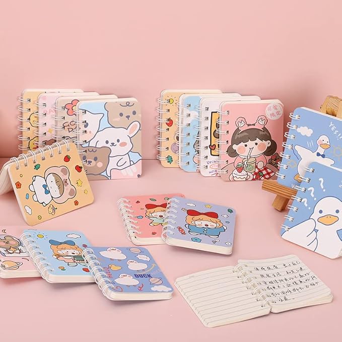 4PCS cute unicorn bus Notebook Wirebound Small Mini Pocket Journal Diary for Girls Boys Kids Gift Spiral bound A7 Lined Notebook Writing Drawing Notepad