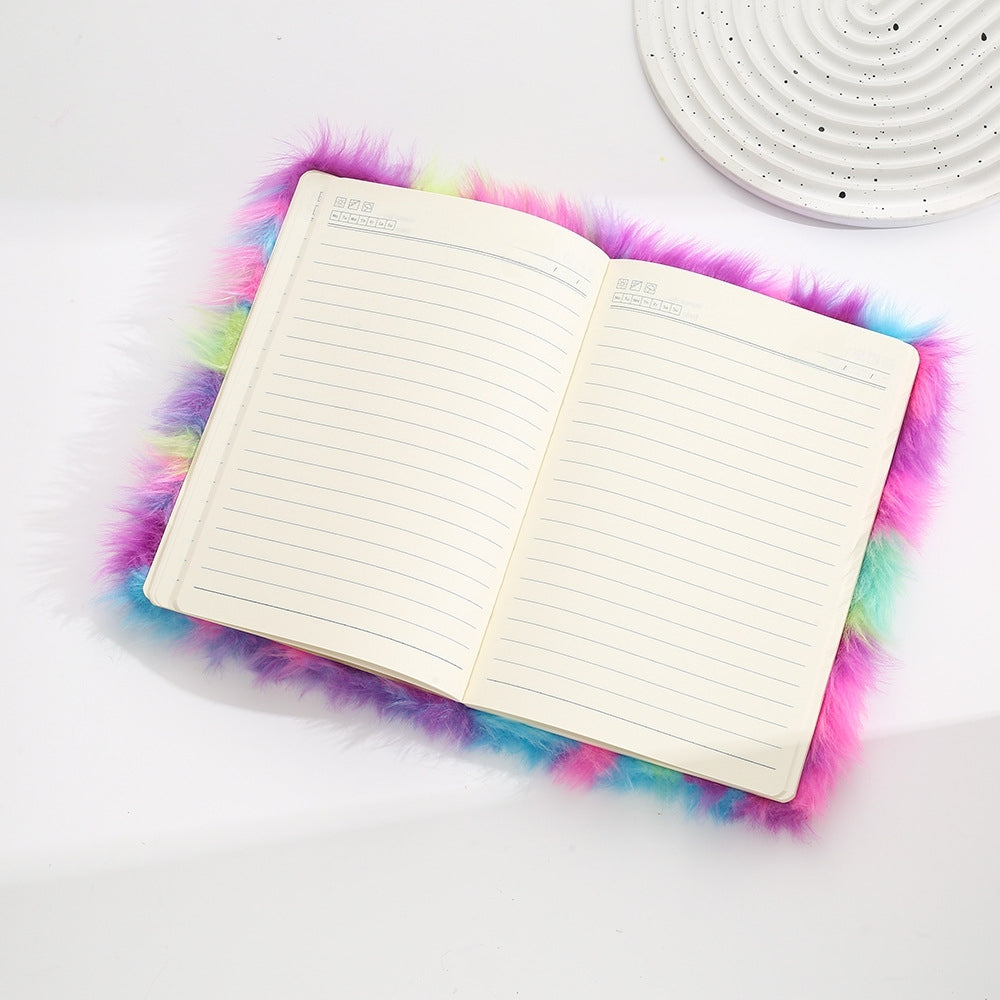 Unicorn Plush Notebook - Pom pom Journal Diary for Girls Kids Gift Embroidery Fuzzy A5 Secret Lined Notebook School Office Writing Drawing Notepad (Panda)