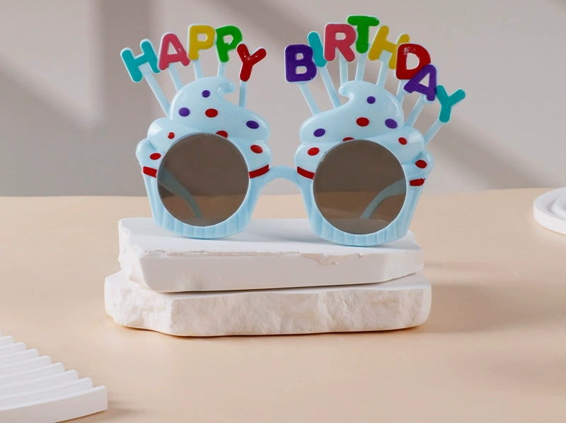 3 Pack Happy Sunglasses Birthday Glasses Lovely Cupcake Birthday Sunglasses for Women Kids Happy Party Glasses for Photo Props Party Decorations
