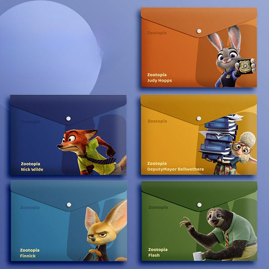 5PCS Plastic Wallets A4, 5 different designs Plastic Folders Popper Folder with Snap Closure, Lightweight Wallets for Document Office School Organization for Kids Adults (Zoo)