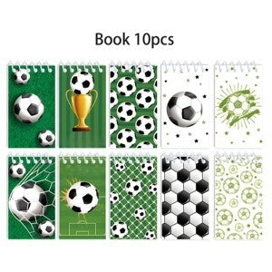 10 Pack Pocket Notebook Small Spiral 10 * 6CM Mini Notepad Princess Kids Colorful Memo Bulk Wired Lined for School Office Supplies Birthday Party Bag Fillers (Football)